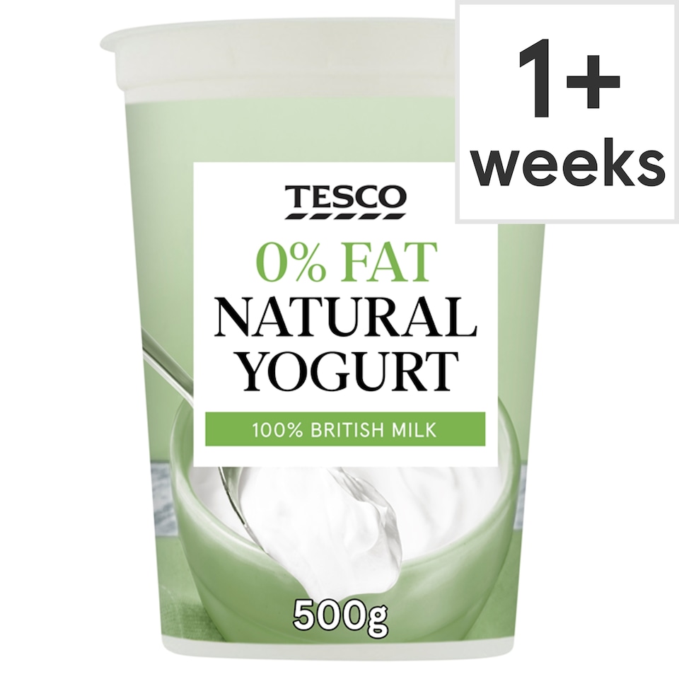 Tesco 0% Fat Natural Yogurt 500G