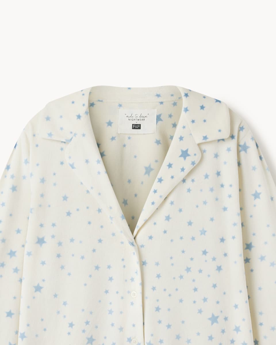 image 1 of F&F Fleece Star Pyjama Set in Cream