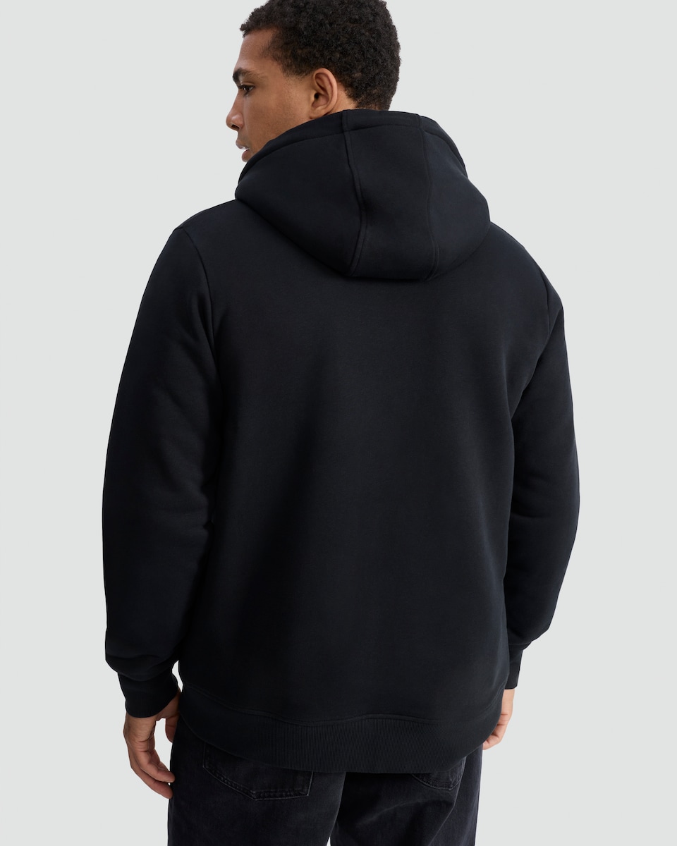 image 1 of F&F Cotton Rich Faux Fur Lined Zip Up Hoodie in Black