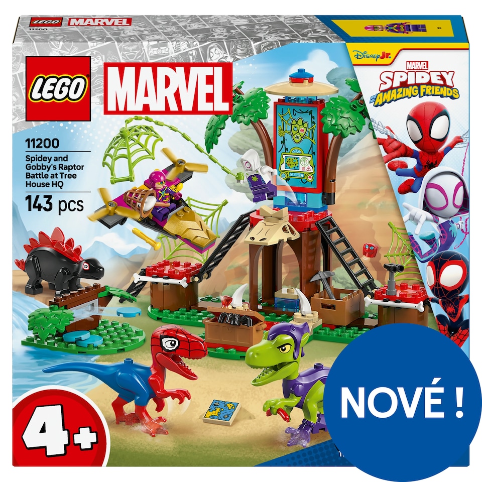 Obrázek 1 pro produkt LEGO Marvel Spidey a jeho úžasní přátelé 11200 Spidey, Gobby a raptoří bitva na základně na stromě