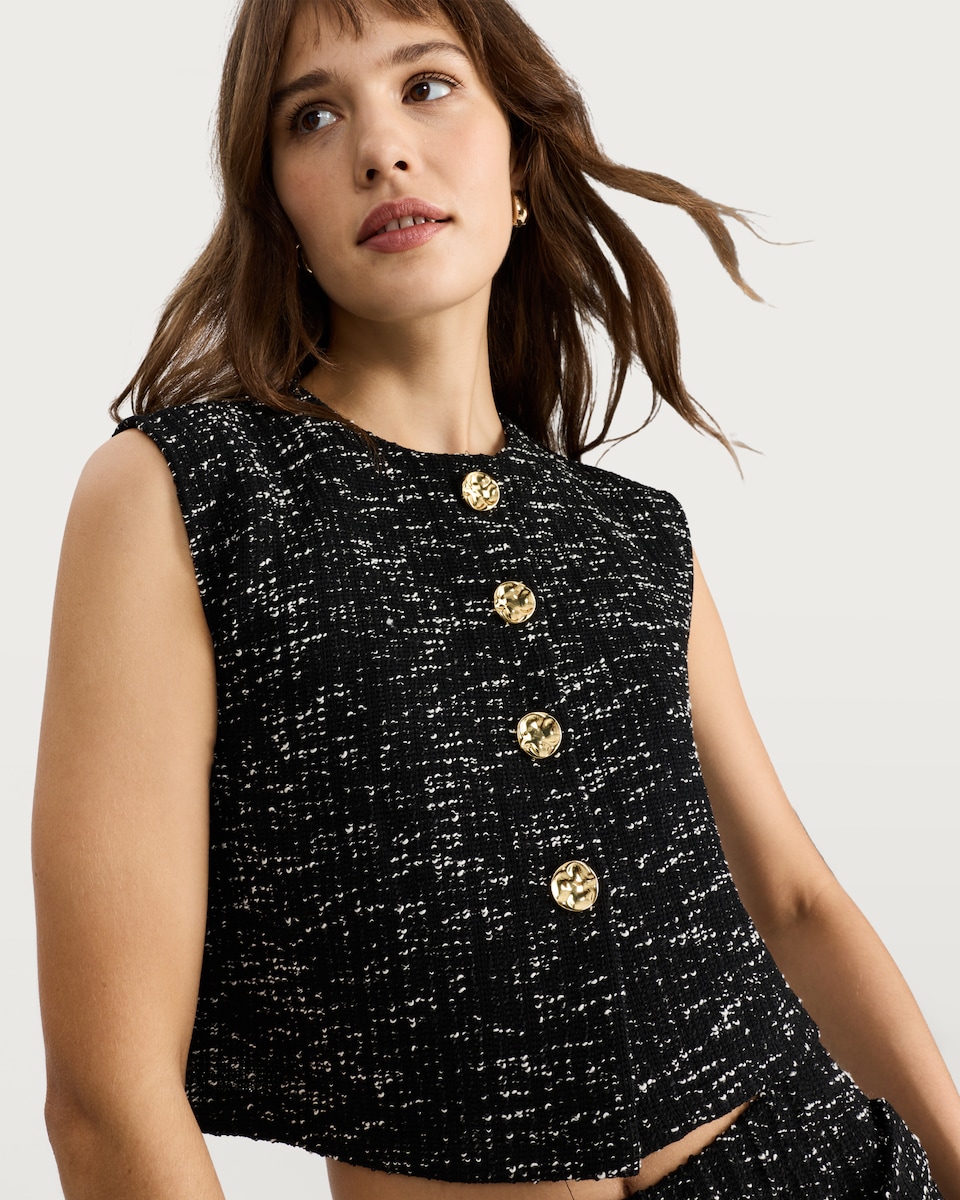 image 1 of F&F Textured Boucle Button Front Waistcoat in Grey