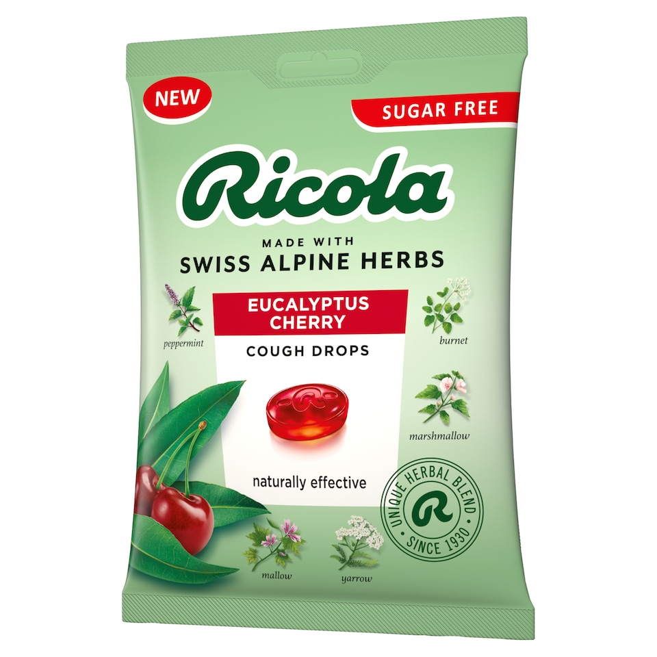 Ricola Sugar Free Eucalyptus Cherry Cough Drops 70g