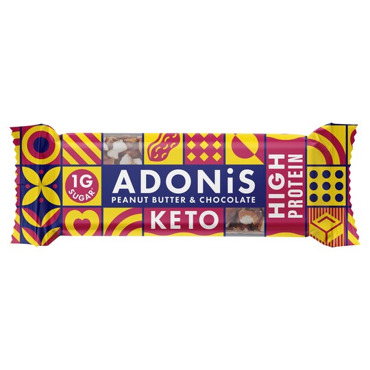 Adonis Keto Bar High Prtn Peanut Butter And Cocoa 45G Tesco Groceries