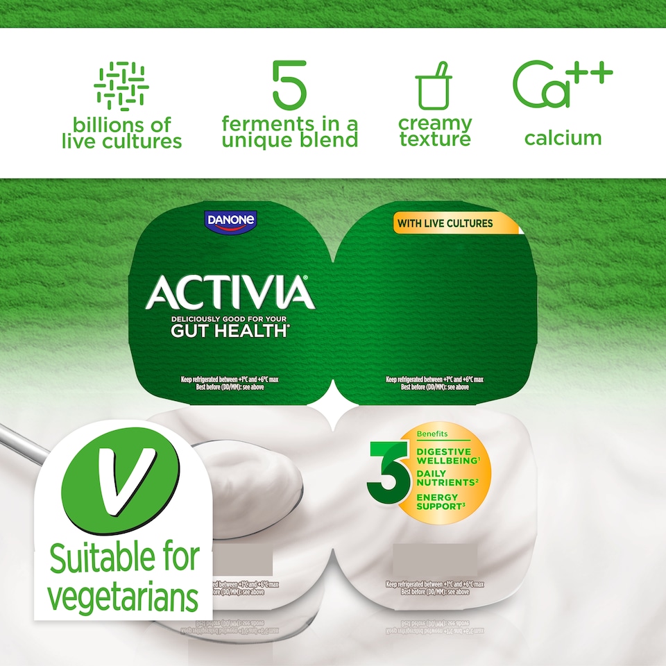 image 1 of Activia Natural Low Fat Gut Health Yoghurt Multipack 4x125g