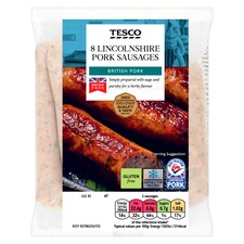 Tesco British Lincolnshire Sausages 8 Pack 454G