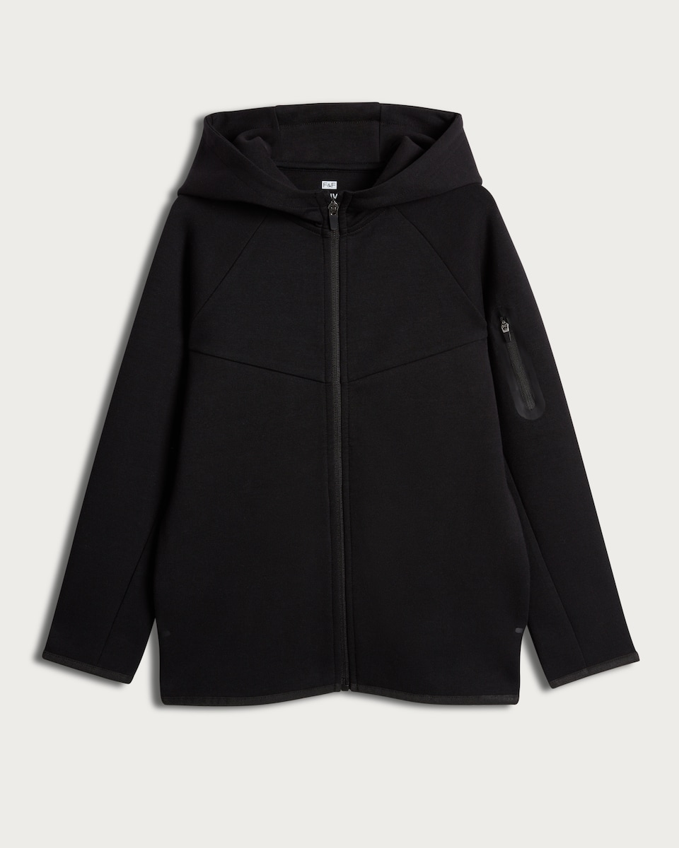 image 1 of F&F Active Cotton Rich Zip Up Hoodie in Black