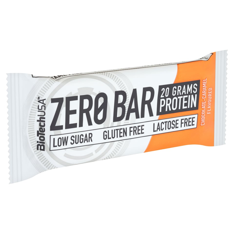 BioTechUSA Zero Bar csokoládé-karamell ízű fehérjeszelet édesítőszerekkel 50 g 1. kép