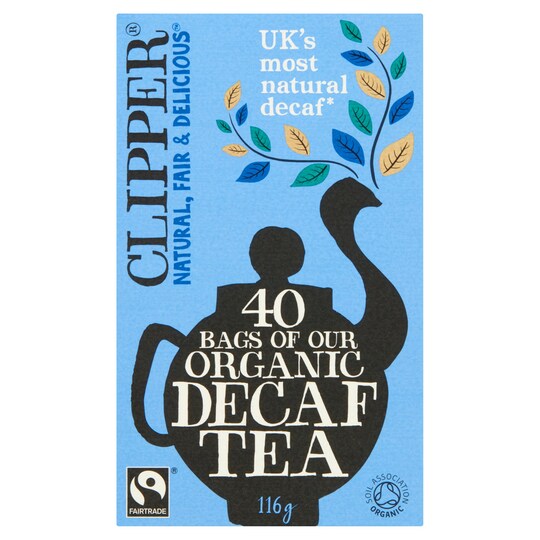 Clipper Organic Fairtrade Decaffeinated 40 Tea Bags 116G Tesco Groceries