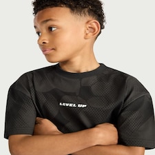 F&F Boys Pure Cotton Level Up Football Print T-Shirt in Black