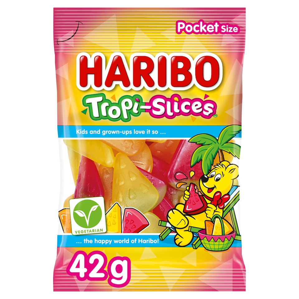 Haribo Vegetarian Tropi-Slices Pocket Size Bag 42g