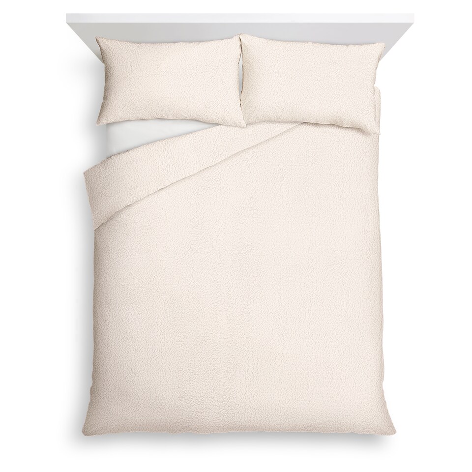 F&F Home Ivory Teddy Fleece Duvet Set King
