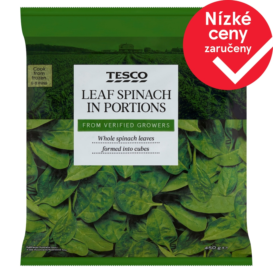 Tesco Špenát listový porcovaný 450g