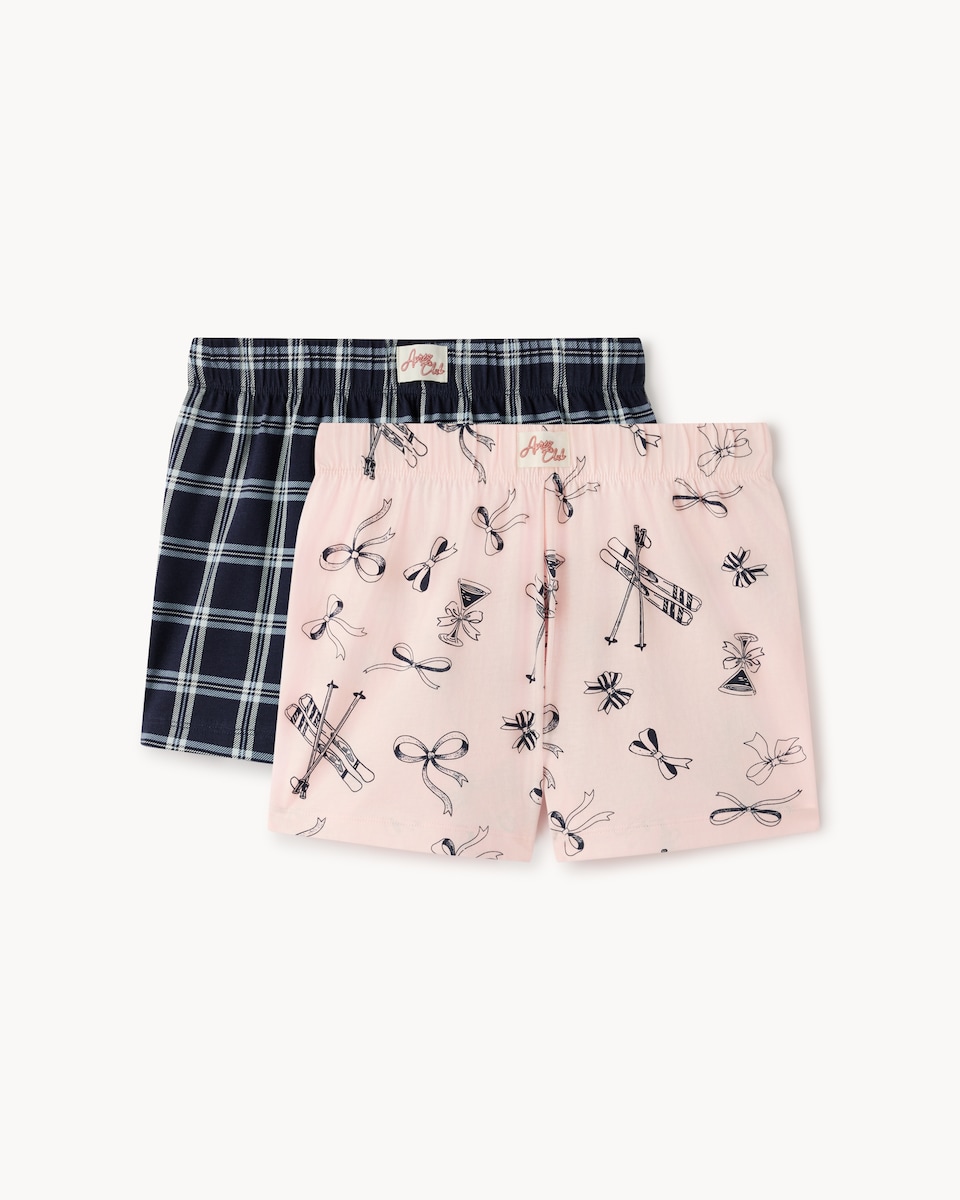 image 1 of F&F 2-Pack Pure Cotton Ski Pyjama Shorts in Multi