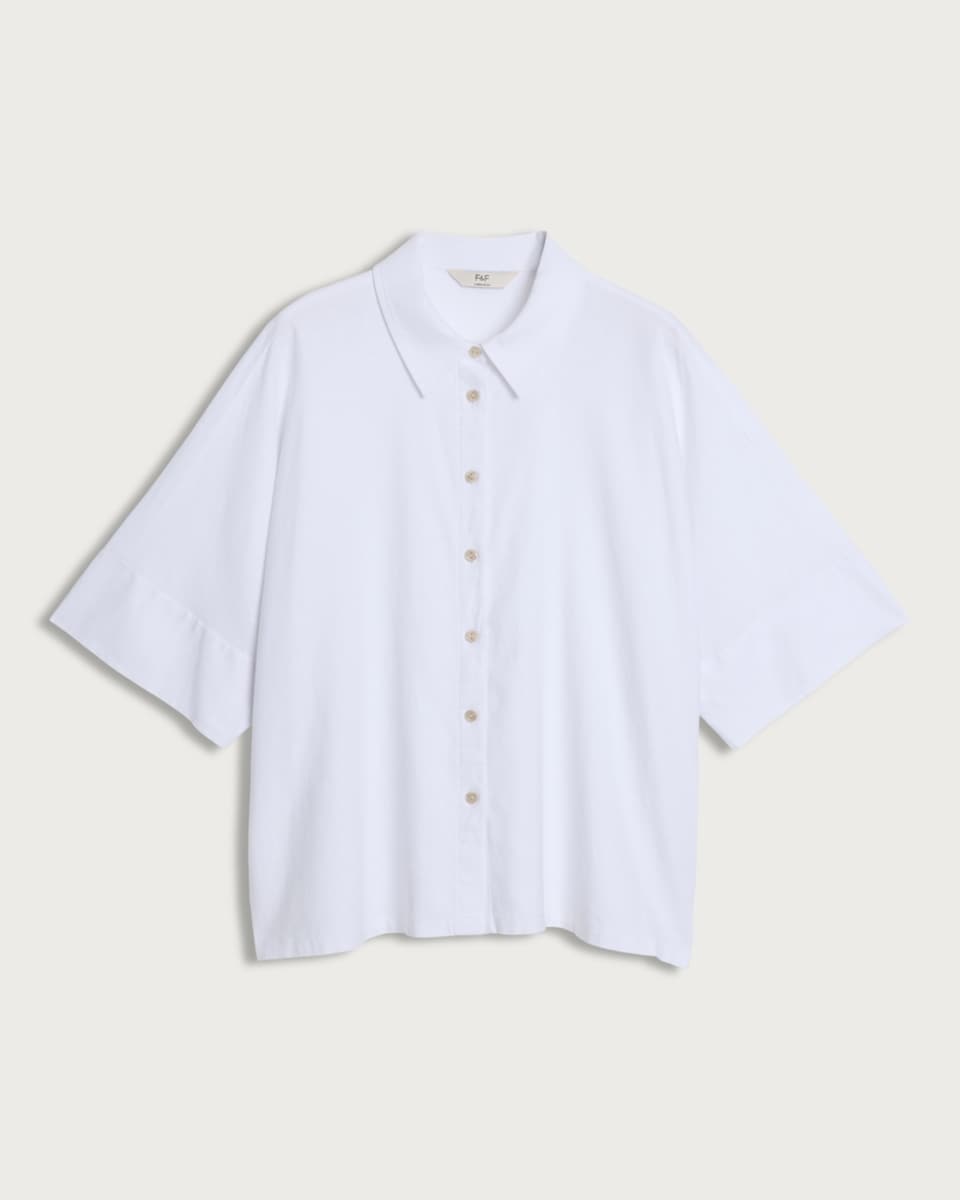 image 1 of F&F Linen Rich Button Up Shirt in White