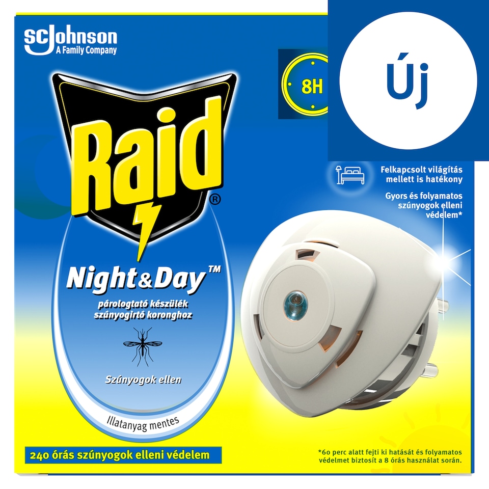 Raid Night & Day Vaporizer for Mosquito Repellent Disc 1 pcs + Refill 1 pcs