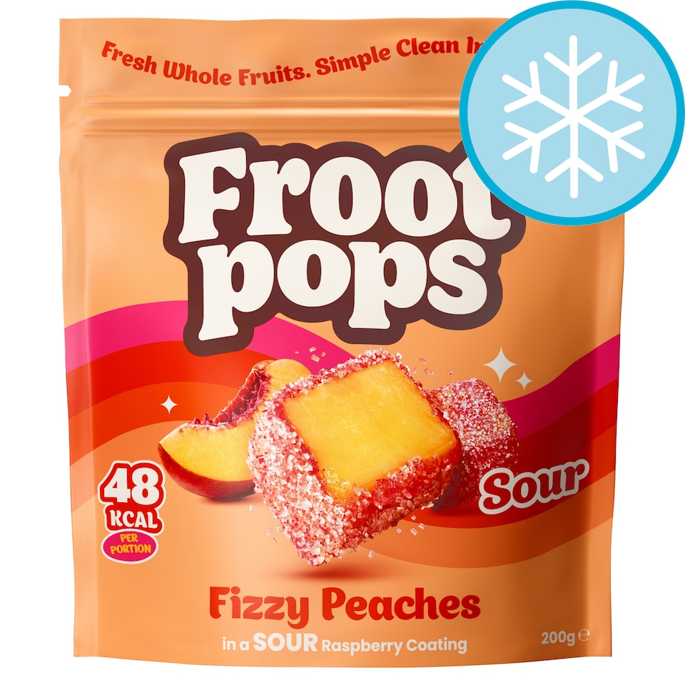 Froot Pops Freshly Frozen Peaches in a Sour Raspberry Coating 160g
