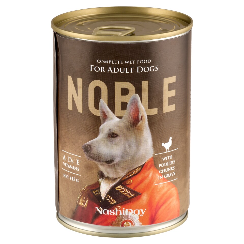 NashiDay Noble teljes értékű nedves állateledel felnőtt kutyák számára baromfival, szószban 415 g  1. kép