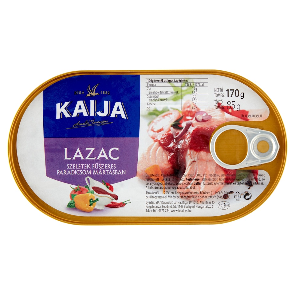 Kaija lazac szeletek fűszeres paradicsom mártásban 170 g