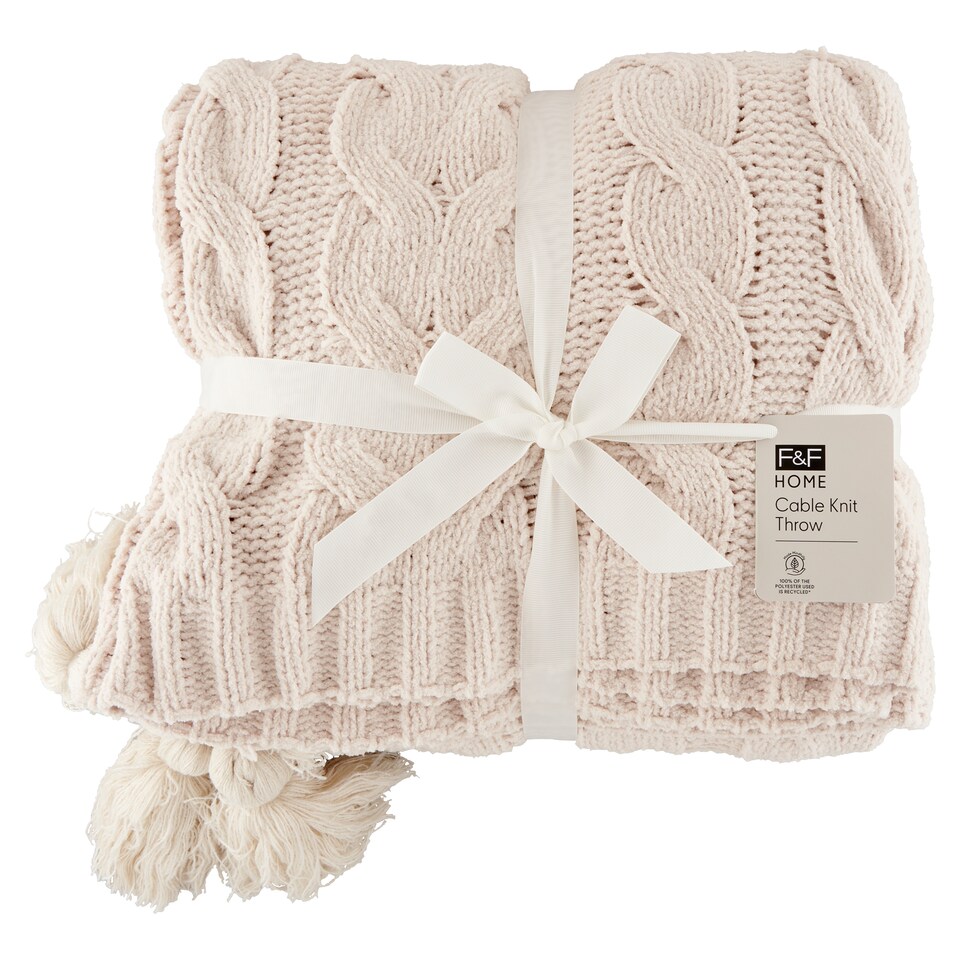 F&F Home Cable Knit Cream takaró 130 cm x 180 cm