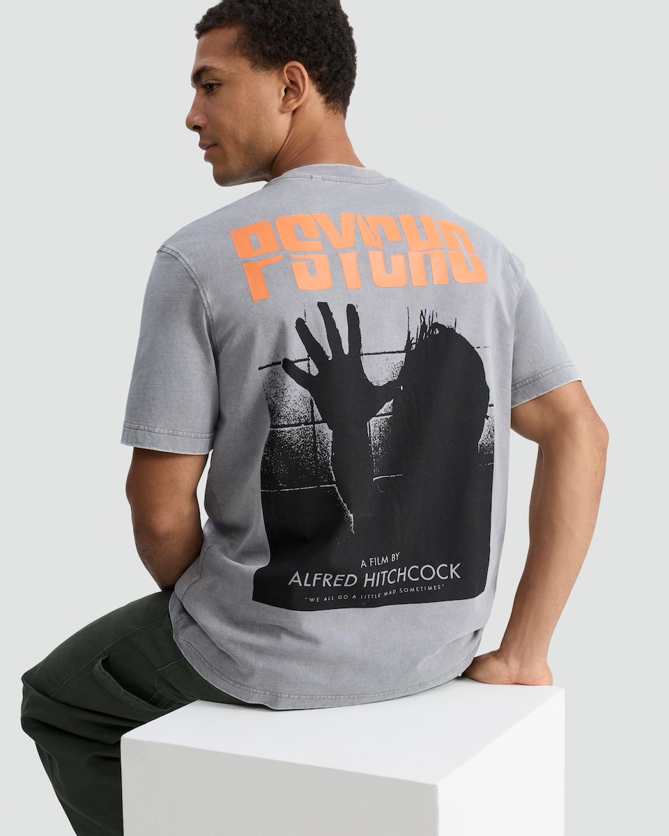 image 1 of Alfred Hitchcock Pure Cotton T-Shirt in Grey