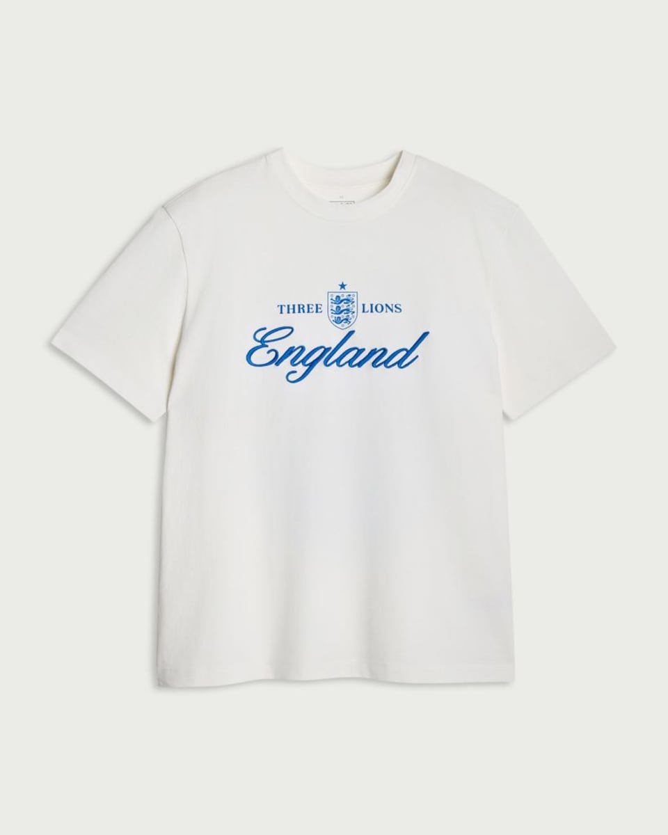 image 1 of England Pure Cotton Three Lions T-Shirt in Ecru