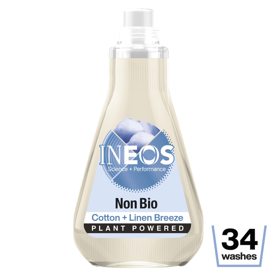 INEOS Non Bio Sensitive Laundry Liquid Detergent Cotton + Linen Breeze 34 Washes 1040ml