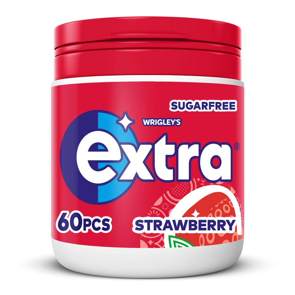Extra Strawberry Flavour Chewing Gum Bottle 60 Pieces