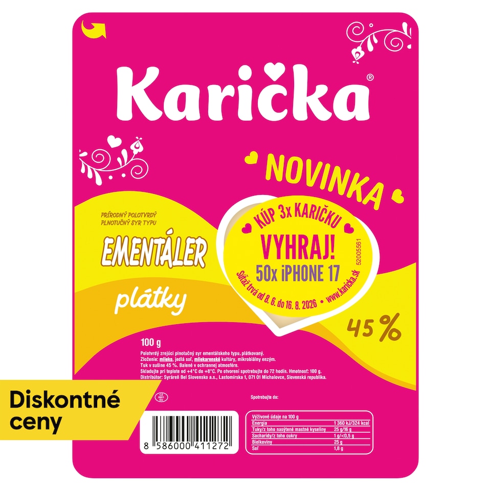 obrázok 1 z Karička Ementáler 45 % plátky 100 g