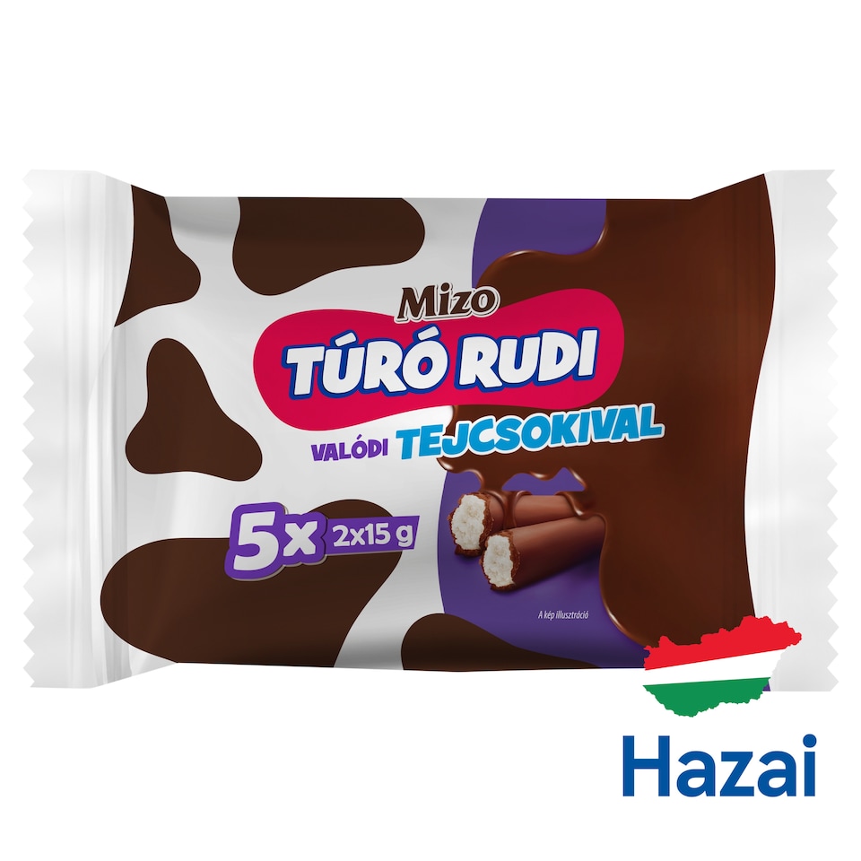 Mizo Túró Rudi natúr túródesszert tejcsokoládé bevonattal 5 x 2 x 15 g (150 g)