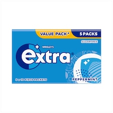 Wrigley's Extra Peppermint Sugarfree Chewing Gum 5 x 10 Pieces 70g