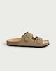 image 1 of F&F Double Buckle Footbed Sandals in Khaki