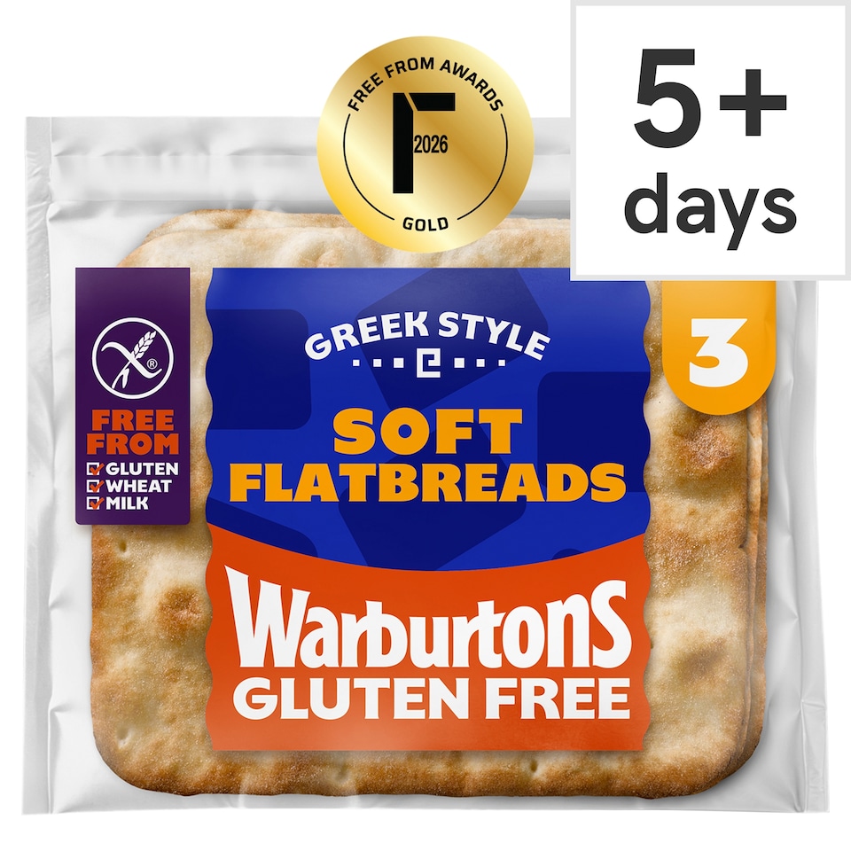 Warburtons Gluten Free Greek Style 3 soft Flatbreads