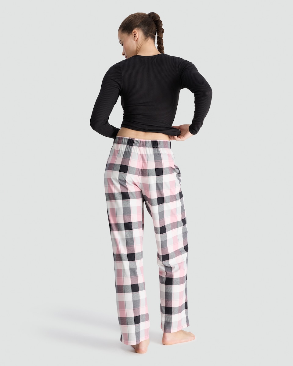 image 1 of F&F Ribbed Sweet Dreams Top and Trousers Pyjamas in Multi Black