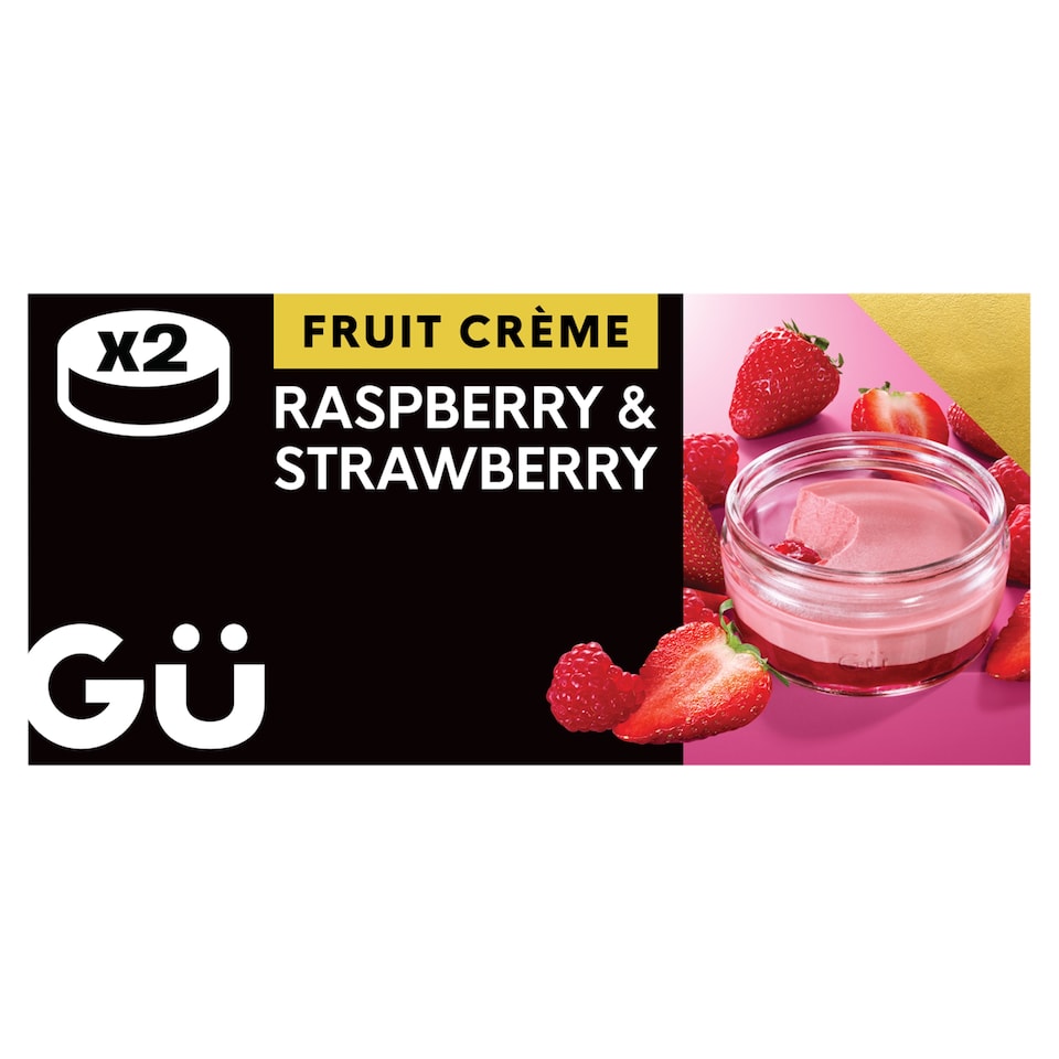 image 1 of Gu Raspberry & Strawberry Fruit Crème Dessert 2x85g