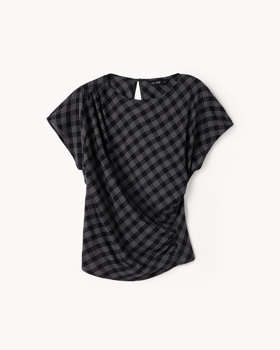 image 1 of F&F Checked Co-ord Blouse in Multi Black