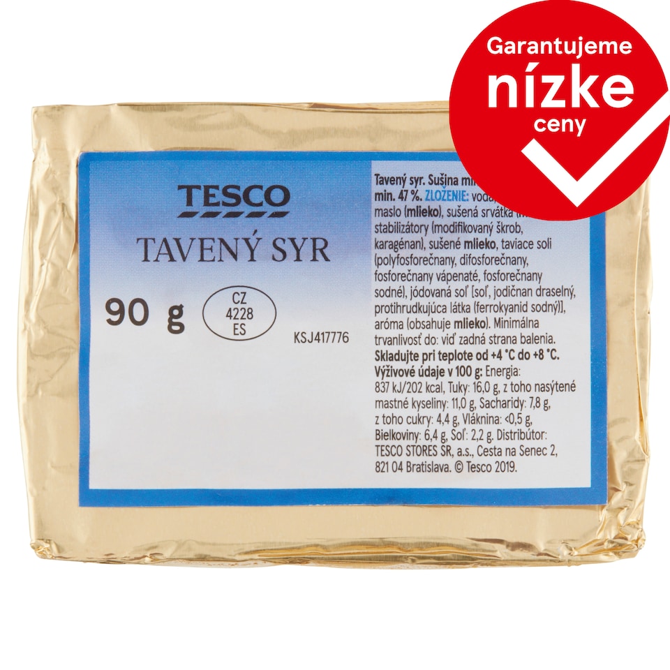 Tesco Processed Cheese 90 g