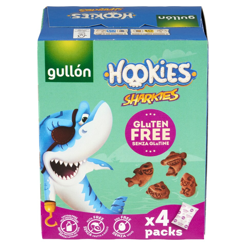 obrázok 1 z Gullón Hookies Sharkies bezgluténové sušienky 4 x 40 g (160 g)
