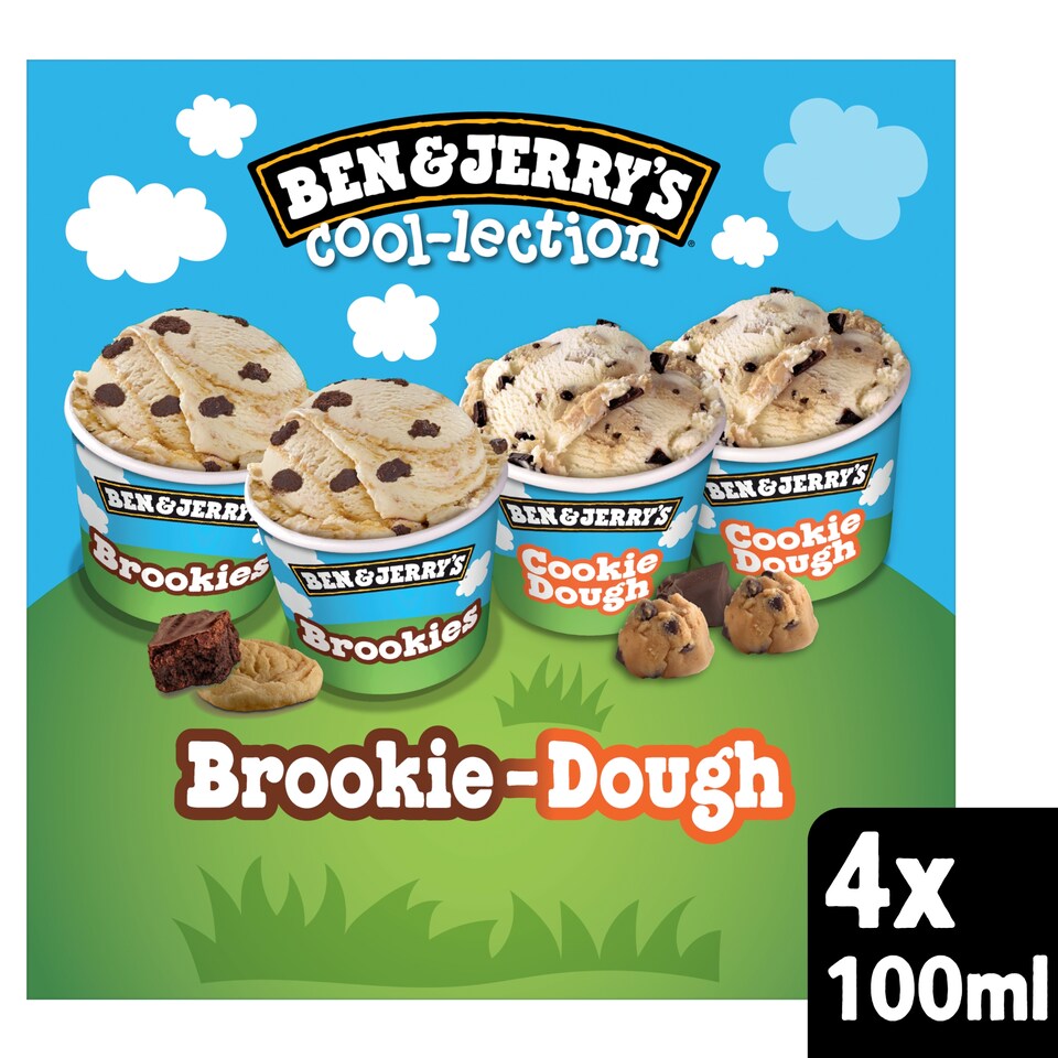 image 1 of Ben & Jerry's Cool-lection Brookie Dough Ice Cream 4 x 100ml