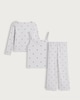 image 2 of F&F Girls 3-Piece Pointelle Heart Print Pyjama Set in White Multi