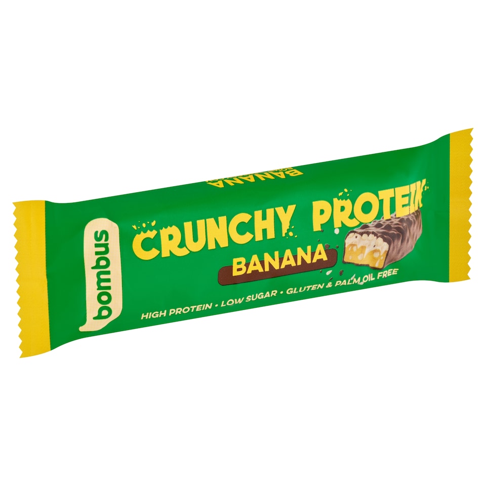 Bombus Crunchy Protein proteinszelet tejcsokoládéval, ropogóssal, banán ízzel és édesítőszerrel 50 g  1. kép