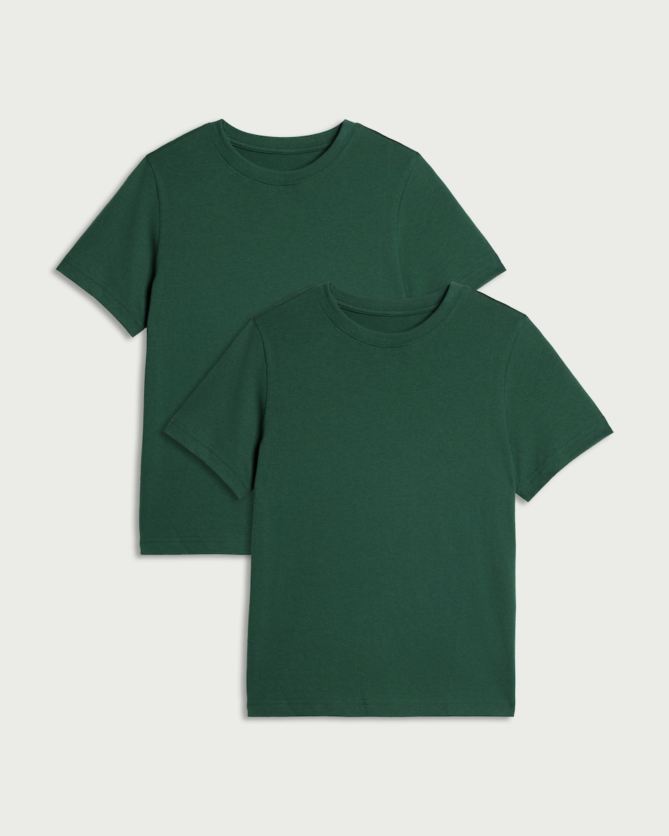 image 1 of F&F School Unisex 2-Pack Pure Cotton T-Shirts in Green