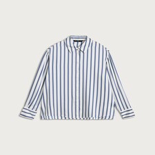 F&F Satin Stripe Print Button Up Shirt in Cream