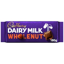 Cadbury Dairy Milk Whole Nut Chocolate Bar 180G