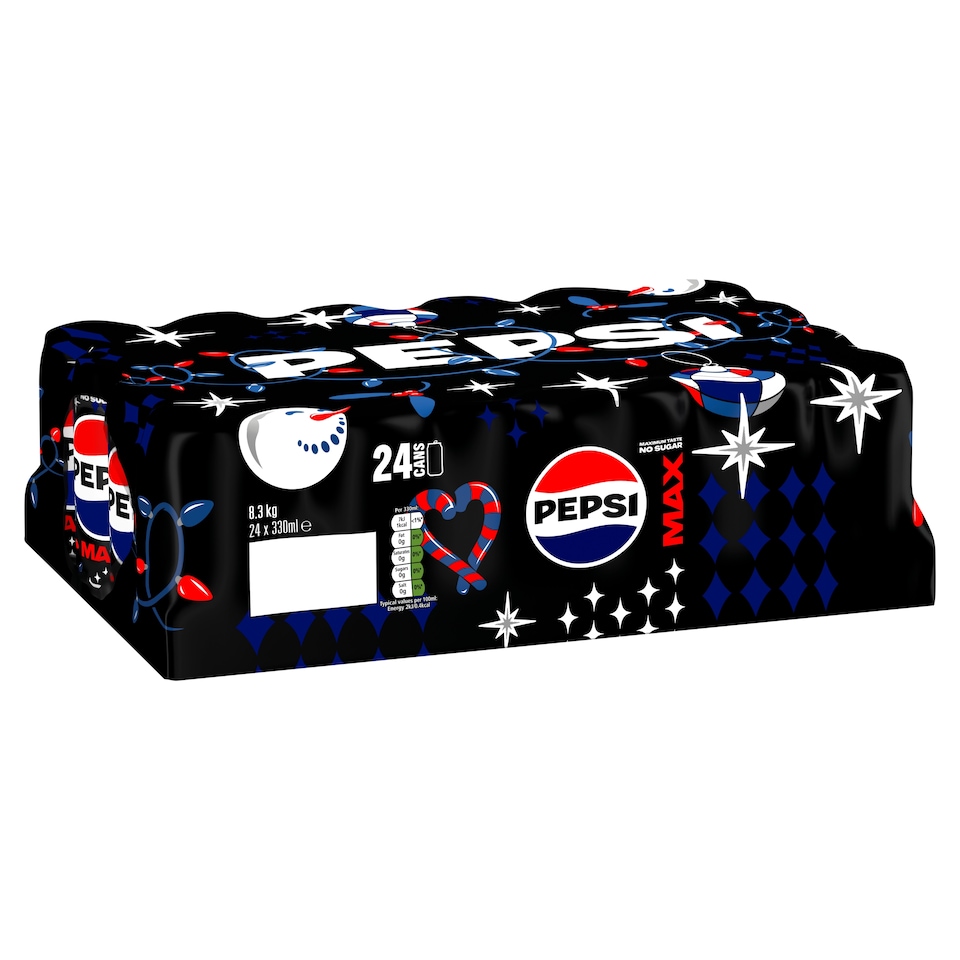 image 1 of Pepsi Max No Sugar Cola Cans 24x330ml
