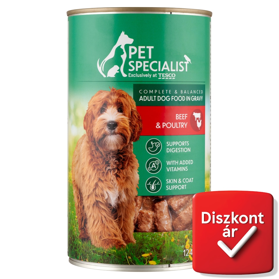 Pet Specialist teljes értékű állateledel felnőtt kutyák számára marhával, baromfival szószban 1240 g