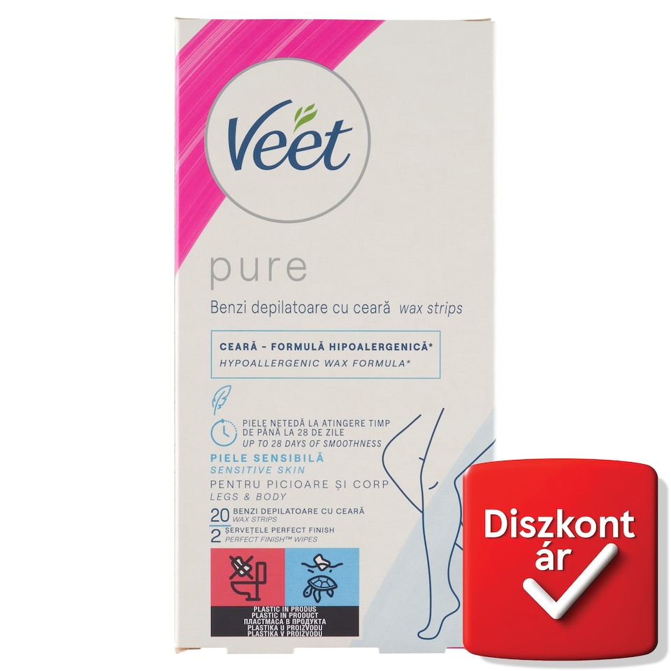 Veet Pure hideggyanta szalagok érzékeny bőrre lábra és testre 20 db  1. kép