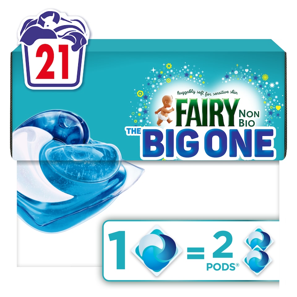 image 1 of Fairy Non Bio Big One Washing Liquid Pods 21 washes 833.7g