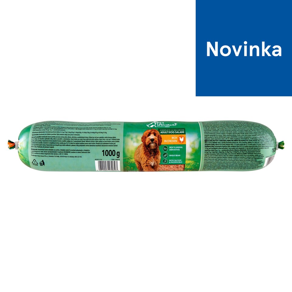 Pet Specialist Saláma pre psov s kuracinou, kompletné krmivo pre dospelé psy 1000 g