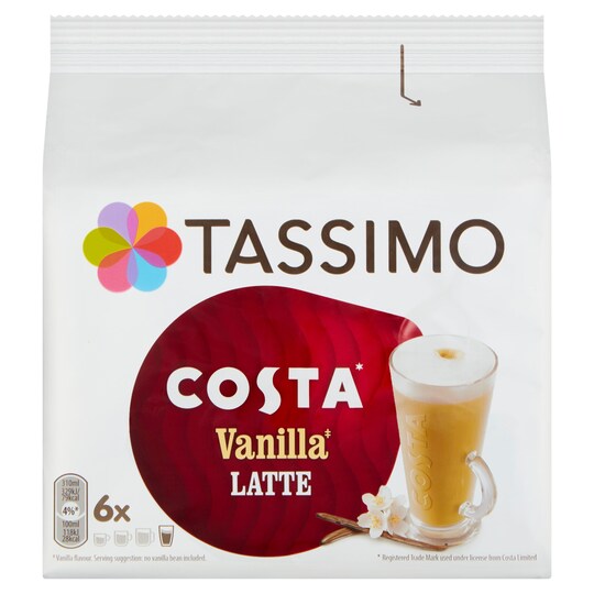 Tassimo Costa Vanilla Latte Coffee Pods X6 203.4G Tesco Groceries