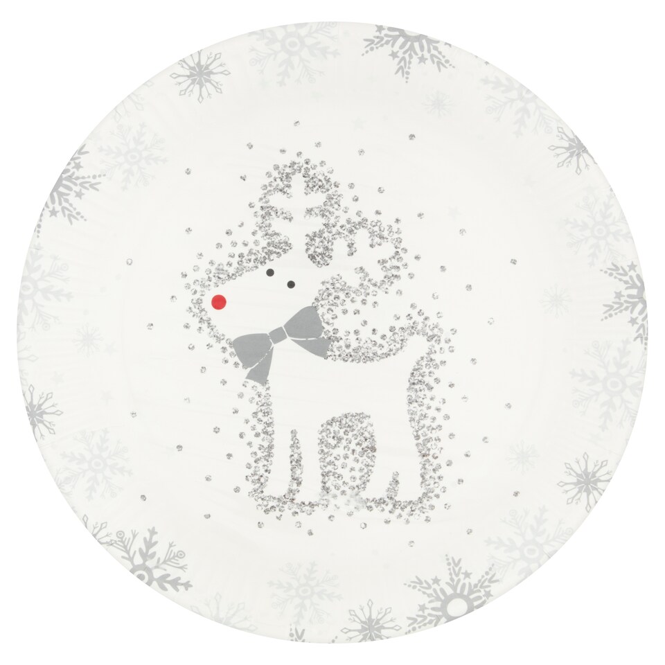 Tesco Christmas Flitter Reindeer Plate